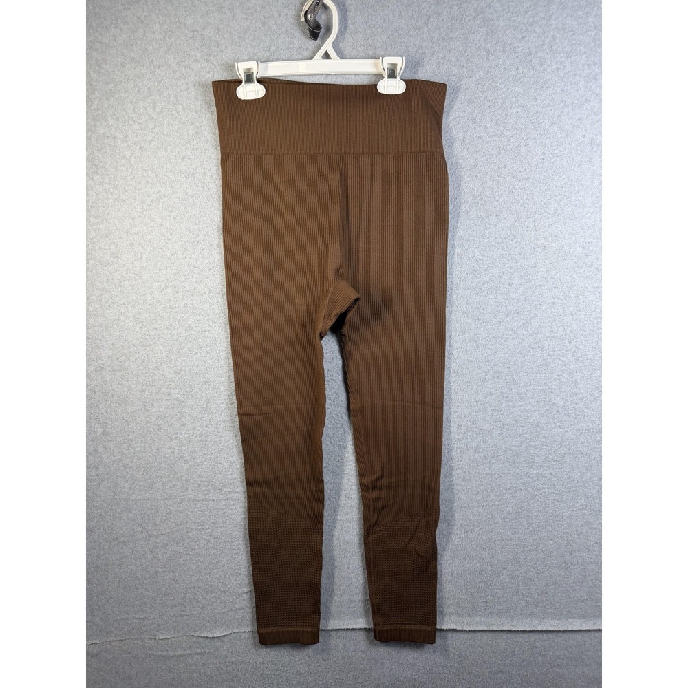 Maurices Leggings Womens Large Brown Ribbed High Rise Seamless Ankle Stretch‎